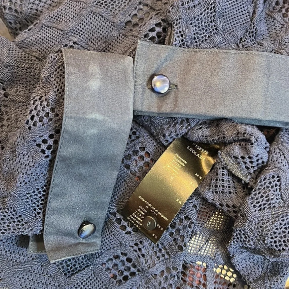 Anne Fontaine Leola Navy Knit Button Down 3/4 Sleeve Blouse Size 38/4-6US - Picture 9 of 9